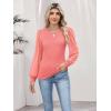 image:imageLUXVEER Womens Mesh Long Sleeve Shirts 2025 Fall Ribbed Knit Fitted Tops Business Dressy Casual Work BlousesCoral