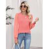 image:imageLUXVEER Womens Mesh Long Sleeve Shirts 2025 Fall Ribbed Knit Fitted Tops Business Dressy Casual Work BlousesCoral