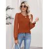image:imageLUXVEER Womens Mesh Long Sleeve Shirts 2025 Fall Ribbed Knit Fitted Tops Business Dressy Casual Work BlousesRust