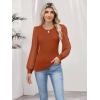 image:imageLUXVEER Womens Mesh Long Sleeve Shirts 2025 Fall Ribbed Knit Fitted Tops Business Dressy Casual Work BlousesRust