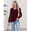 image:imageLUXVEER Womens Mesh Long Sleeve Shirts 2025 Fall Ribbed Knit Fitted Tops Business Dressy Casual Work BlousesWine Red