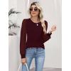 image:imageLUXVEER Womens Mesh Long Sleeve Shirts 2025 Fall Ribbed Knit Fitted Tops Business Dressy Casual Work BlousesWine Red
