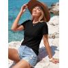 image:imageLUXVEER Womens Short Sleeve Tops Pleated Crewneck Loose Fit T Shirt Business Casual Dressy Work Shirts 2026 Summer BlousesBlack