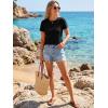 image:imageLUXVEER Womens Short Sleeve Tops Pleated Crewneck Loose Fit T Shirt Business Casual Dressy Work Shirts 2026 Summer BlousesBlack