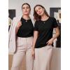 image:imageLUXVEER Womens Short Sleeve Tops Pleated Crewneck Loose Fit T Shirt Business Casual Dressy Work Shirts 2026 Summer BlousesBlack