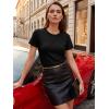 image:imageLUXVEER Womens Short Sleeve Tops Pleated Crewneck Loose Fit T Shirt Business Casual Dressy Work Shirts 2026 Summer BlousesBlack