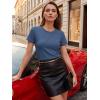 image:imageLUXVEER Womens Short Sleeve Tops Pleated Crewneck Loose Fit T Shirt Business Casual Dressy Work Shirts 2026 Summer BlousesBlue
