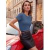 image:imageLUXVEER Womens Short Sleeve Tops Pleated Crewneck Loose Fit T Shirt Business Casual Dressy Work Shirts 2026 Summer BlousesBlue