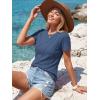 image:imageLUXVEER Womens Short Sleeve Tops Pleated Crewneck Loose Fit T Shirt Business Casual Dressy Work Shirts 2026 Summer BlousesBlue