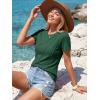 image:imageLUXVEER Womens Short Sleeve Tops Pleated Crewneck Loose Fit T Shirt Business Casual Dressy Work Shirts 2026 Summer BlousesGreen