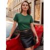 image:imageLUXVEER Womens Short Sleeve Tops Pleated Crewneck Loose Fit T Shirt Business Casual Dressy Work Shirts 2026 Summer BlousesGreen