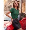 image:imageLUXVEER Womens Short Sleeve Tops Pleated Crewneck Loose Fit T Shirt Business Casual Dressy Work Shirts 2026 Summer BlousesGreen