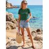 image:imageLUXVEER Womens Short Sleeve Tops Pleated Crewneck Loose Fit T Shirt Business Casual Dressy Work Shirts 2026 Summer BlousesGreen