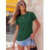 image:imageLUXVEER Womens Short Sleeve Tops Pleated Crewneck Loose Fit T Shirt Business Casual Dressy Work Shirts 2026 Summer BlousesGreen