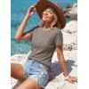 image:imageLUXVEER Womens Short Sleeve Tops Pleated Crewneck Loose Fit T Shirt Business Casual Dressy Work Shirts 2026 Summer BlousesGrey