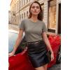 image:imageLUXVEER Womens Short Sleeve Tops Pleated Crewneck Loose Fit T Shirt Business Casual Dressy Work Shirts 2026 Summer BlousesGrey