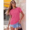image:imageLUXVEER Womens Short Sleeve Tops Pleated Crewneck Loose Fit T Shirt Business Casual Dressy Work Shirts 2026 Summer BlousesHot Pink