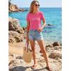 image:imageLUXVEER Womens Short Sleeve Tops Pleated Crewneck Loose Fit T Shirt Business Casual Dressy Work Shirts 2026 Summer BlousesHot Pink