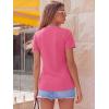 image:imageLUXVEER Womens Short Sleeve Tops Pleated Crewneck Loose Fit T Shirt Business Casual Dressy Work Shirts 2026 Summer BlousesHot Pink