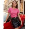 image:imageLUXVEER Womens Short Sleeve Tops Pleated Crewneck Loose Fit T Shirt Business Casual Dressy Work Shirts 2026 Summer BlousesHot Pink