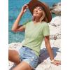 image:imageLUXVEER Womens Short Sleeve Tops Pleated Crewneck Loose Fit T Shirt Business Casual Dressy Work Shirts 2026 Summer BlousesLight Green
