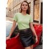 image:imageLUXVEER Womens Short Sleeve Tops Pleated Crewneck Loose Fit T Shirt Business Casual Dressy Work Shirts 2026 Summer BlousesLight Green