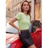 image:imageLUXVEER Womens Short Sleeve Tops Pleated Crewneck Loose Fit T Shirt Business Casual Dressy Work Shirts 2026 Summer BlousesLight Green
