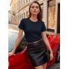 image:imageLUXVEER Womens Short Sleeve Tops Pleated Crewneck Loose Fit T Shirt Business Casual Dressy Work Shirts 2026 Summer BlousesNavy