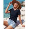 image:imageLUXVEER Womens Short Sleeve Tops Pleated Crewneck Loose Fit T Shirt Business Casual Dressy Work Shirts 2026 Summer BlousesNavy