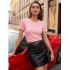 image:imageLUXVEER Womens Short Sleeve Tops Pleated Crewneck Loose Fit T Shirt Business Casual Dressy Work Shirts 2026 Summer BlousesPink