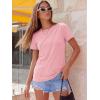 image:imageLUXVEER Womens Short Sleeve Tops Pleated Crewneck Loose Fit T Shirt Business Casual Dressy Work Shirts 2026 Summer BlousesPink