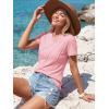image:imageLUXVEER Womens Short Sleeve Tops Pleated Crewneck Loose Fit T Shirt Business Casual Dressy Work Shirts 2026 Summer BlousesPink