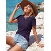 image:imageLUXVEER Womens Short Sleeve Tops Pleated Crewneck Loose Fit T Shirt Business Casual Dressy Work Shirts 2026 Summer BlousesPurple
