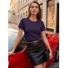 image:imageLUXVEER Womens Short Sleeve Tops Pleated Crewneck Loose Fit T Shirt Business Casual Dressy Work Shirts 2026 Summer BlousesPurple