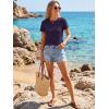 image:imageLUXVEER Womens Short Sleeve Tops Pleated Crewneck Loose Fit T Shirt Business Casual Dressy Work Shirts 2026 Summer BlousesPurple