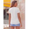 image:imageLUXVEER Womens Short Sleeve Tops Pleated Crewneck Loose Fit T Shirt Business Casual Dressy Work Shirts 2026 Summer BlousesWhite