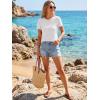 image:imageLUXVEER Womens Short Sleeve Tops Pleated Crewneck Loose Fit T Shirt Business Casual Dressy Work Shirts 2026 Summer BlousesWhite