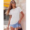 image:imageLUXVEER Womens Short Sleeve Tops Pleated Crewneck Loose Fit T Shirt Business Casual Dressy Work Shirts 2026 Summer BlousesWhite