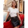 image:imageLUXVEER Womens Short Sleeve Tops Pleated Crewneck Loose Fit T Shirt Business Casual Dressy Work Shirts 2026 Summer BlousesWhite