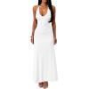 image:imageKaximil Womens Sexy V Neck Halter Maxi Dresses Bodycon Cocktail Wedding Guest Long DressWhite