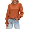image:imageLUXVEER Womens Long Sleeve Textured Lace Floral Shirts Dressy Casual Blouses 2026 Trendy Fall Work TopsRust