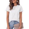 image:imageLUXVEER Womens Short Sleeve Tops Pleated Crewneck Loose Fit T Shirt Business Casual Dressy Work Shirts 2026 Summer BlousesWhite