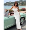 image:imageKaximil Womens Sexy Spaghetti Strap Maxi Dresses Bodycon Cocktail Wedding Guest Formal Long DressWhite