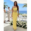 image:imageKaximil Womens Sexy Spaghetti Strap Maxi Dresses Bodycon Cocktail Wedding Guest Formal Long DressYellow