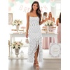 image:imageKaximil Womens Sexy Spaghetti Strap Maxi Dresses Ruched Bodycon Ruffle Mermaid Cocktail Wedding Guest Dress 2026Dot White