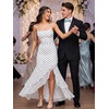image:imageKaximil Womens Sexy Spaghetti Strap Maxi Dresses Ruched Bodycon Ruffle Mermaid Cocktail Wedding Guest Dress 2026Dot White