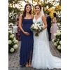 image:imageKaximil Womens Sexy Spaghetti Strap Maxi Dresses Ruched Bodycon Ruffle Mermaid Cocktail Wedding Guest Dress 2026Navy