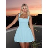 image:imageKaximil Womens Square Neck Ruffle Hem Mini Dress Ruched Waist Short Party DressesBaby Blue