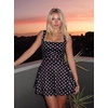 image:imageKaximil Womens Square Neck Ruffle Hem Mini Dress Ruched Waist Short Party DressesDot Black
