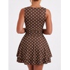 image:imageKaximil Womens Square Neck Ruffle Hem Mini Dress Ruched Waist Short Party DressesDot Brown